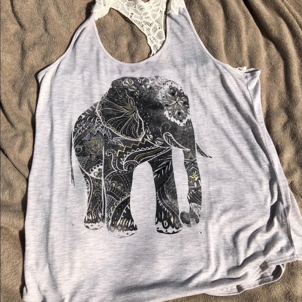 Elephant macrame tank top, never worn NWOT